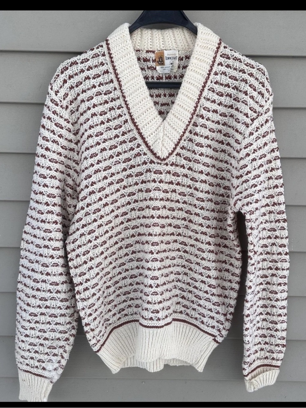 Vintage 100% Wool Sweater V neck JCPenny Town craft Men’s Medium